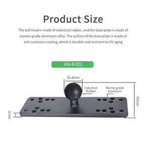 VINmounts Support détecteur de poisson boule 1", plaque marine aluminium pour bras RAM taille B double douille VIN-B-022 - Product Image 3
