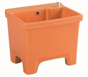 Lavabo sur pied rectangulaire en céramique écologique moderne avec évier ovale et drain pour villa, hôtel, hôpital, appartement - Garantie de 3 ans - Product Image 5