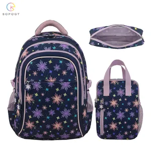 Conjunto de mochila Oxford com lancheira e caixa de lápis, mochila padrão personalizada para escola, mochila de volta às aulas, oferta imperdível