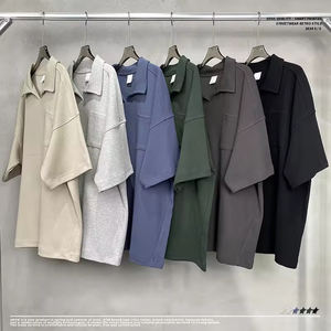 T-shirt pour homme décontracté d'été, ample, respirant, avec poche, de haute qualité, épaules tombantes, col polo surdimensionné, t-shirts pour homme - Product Image 6