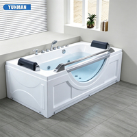 Baignoire autoportante rectangulaire moderne et minimaliste en acrylique blanc avec massage à bulles d'air certifiée CE pour hôtel et villa