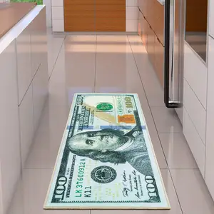 (WXCCF) Printed US 100 Hundred Dollar Bill Logo Design Money Runner Rug