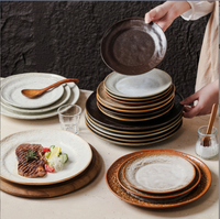 Assiettes de Dîner en Céramique Vintage 7/8/10 Pouces, Vaisselle en Porcelaine Robuste et Personnalisable, Assiettes à Steak et à Spaghetti