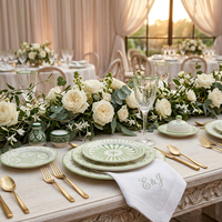 Assiettes élégantes en porcelaine fine à motifs géométriques, vaisselle en céramique rayée verte, services de table ethniques en porcelaine pour mariage, assiettes à salade et à soupe