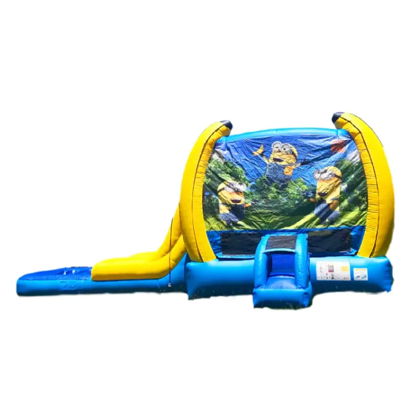 Inflatable 3 In1 Rumah Pantul Kuning Despicable Combo Me Kering atau Basah Water Slide Bouncing Castle