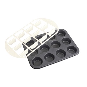 Moule à muffins 12 cavités avec séparateur amovible, en acier au carbone antiadhésif, pour demi-muffins, certifié LFGB - Product Image 3