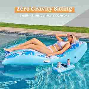 Transat gonflable pour piscine, imprimé floral tropical, flotteur aquatique, hamac aquatique, taille adulte, chaise longue flottante pour la plage en été - Product Image 3