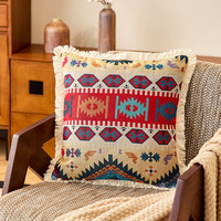 Housse de coussin géométrique de style européen, broderie carrée jacquard, anti-bactérienne, pour la maison et l'hôtel