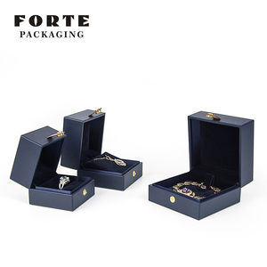 Forte 2024 High-End Blue PU Leather Jewelry <b>Box</b> Custom logo Luxury <b>Earrings</b> Pendant Necklace Ring <b>Box</b> Jewelry Packaging <b>Box</b> - Product Image 4