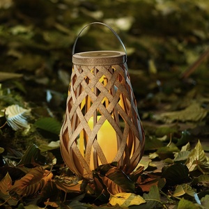 <span class=keywords><strong>Lanterne</strong></span> solaire grise imperméable à Led suspendue pour jardin <span class=keywords><strong>extérieur</strong></span>, faite à la main en plastique, <span class=keywords><strong>lanterne</strong></span> en rotin, <span class=keywords><strong>bougie</strong></span> sans flamme - Product Image 2