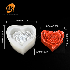 Moldes de silicona 3D <span class=keywords><strong>AK</strong></span> Rose Heart para velas de resina, molde para decoración de pasteles de mousse para bodas, molde para chocolate, decoración de hormigón DIY - Product Image 6