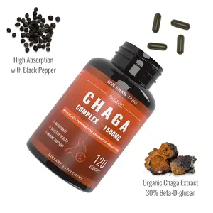 Private Label Kruidensupplement Chaga Extract Poeder Capsules Biologische Chaga Champignon Extract Capsules