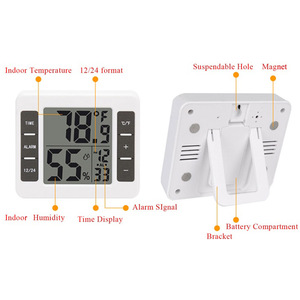 Dijital Büyük LCD Ekranlı İç Mekan Termometresi Higrometre, Sıcaklık ve Nem Alarm Saatli, Ev Ofis Mutfak İçin - Product Image 3