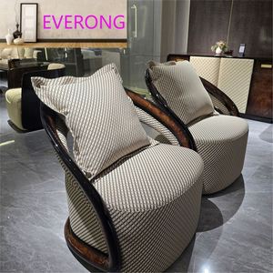 Fauteuil lounge en bois <span class=keywords><strong>de</strong></span> <span class=keywords><strong>noyer</strong></span> italien <span class=keywords><strong>de</strong></span> luxe, contemporain, rembourré en cuir, doux et confortable pour salon, appartement, villa - Product Image 2