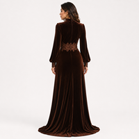 Robe Corset Élégante Grande Taille Mi-longue en Velours Noir pour Femme à Manches Longues avec Broderie en Dentelle – Nouveautés 2026