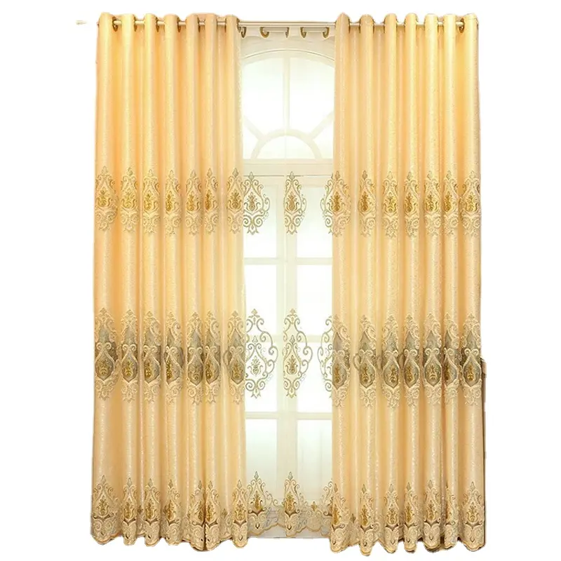 Amazon supplier embroidery window curtains for the living room luxury home window curtain