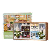 IIECREATE fait à la main 3D Puzzles en bois boîte Secret hiver maison de poupée Mini ensemble d'accessoires jouet éducatif décoration
