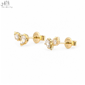 คอลเลคชั่นใหม่ ต่างหูเพชรทรงโรสคัท ทองคำแท้ 18K (Au750) ผลิตโดยผู้ผลิตเครื่องประดับชั้นดี ขายส่งเครื่องประดับ - Product Image 2