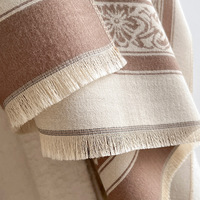 Nouvelle Écharpe Longue Chaude en Jacquard Épais à Motif Iris pour Femme Musulmane, Châle de Bureau en Polyester Double Face Tendance Automne/Hiver