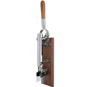 Cavatappi da Parete con Base in Legno e Struttura Cromata, Apribottiglie Professionale - Product Image 1