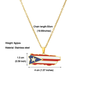 Collar <span class=keywords><strong>de</strong></span> Moda con Mapa <span class=keywords><strong>de</strong></span> <span class=keywords><strong>Puerto</strong></span> <span class=keywords><strong>Rico</strong></span>, Chapado en <span class=keywords><strong>Oro</strong></span> <span class=keywords><strong>de</strong></span> 18K sobre Acero Inoxidable, Esmaltado, Antideslustre, Regalo <span class=keywords><strong>de</strong></span> Recuerdo - Product Image 3