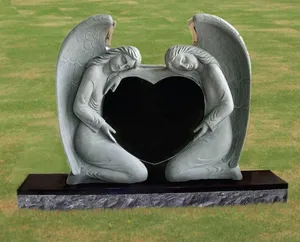 Anıt siyah granit melek heykeli aşk mezar taşı mezar taşı