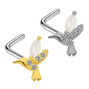 Perhiasan Tindik Tubuh Gaby, Kupu-kupu, Hati, Bunga, Bintang, Ikan, Berlian, Anting Hidung Lapis Emas dari Baja Bedah untuk Hadiah - Product Image 4
