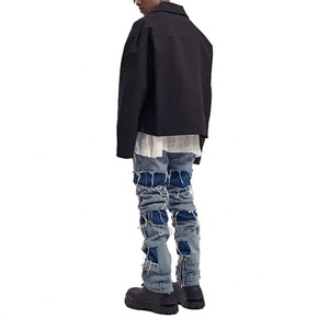 Pantalones Vaqueros Ajustados con Diseño Moderno Y2K, Estilo Urbano, Desgastados y Rotos, con Logotipo Personalizado - Product Image 3