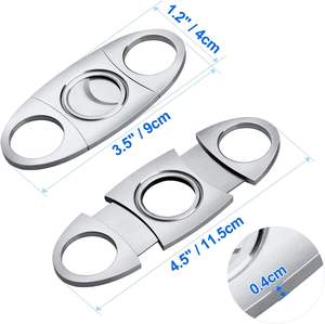 Cutter à cigares minimaliste double lame en gros - Ciseaux à cigares cubains en métal avec perforateur, accessoires professionnels pour cigares - Product Image 3