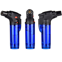 Briquet torche au butane rechargeable classique en plastique multicolore en gros, flamme réglable, mini briquet en plastique pour cigares et cigarettes