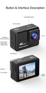 Caméra d'<span class=keywords><strong>action</strong></span> 4K 60fps EIS avec écran de 2,0 pouces, grand angle de 170 degrés, étanche à 30 m, WiFi, pour le cyclisme en plein air, la randonnée, cadeau - Product Image 6
