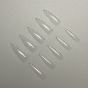 Puntas <span class=keywords><strong>de</strong></span> <span class=keywords><strong>uñas</strong></span> falsas <span class=keywords><strong>de</strong></span> almendro personalizadas, cubierta completa para salón, puntas <span class=keywords><strong>de</strong></span> Stiletto transparente esculpido, transparente, 500 Uds. - Product Image 4
