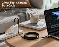 Câble USB-C vers USB-C universel 240W PD 3.1, transfert de données 20 Gbps, sortie vidéo 4K 60Hz, cordon de charge rapide tressé 2m