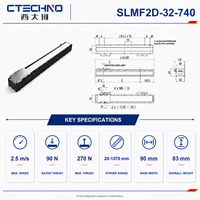 CTECHNO SLMF2D-32-740 Motor Lineal de Accionamiento Directo, Módulo de Movimiento con Carga Útil de Referencia de 11 kg y Carrera de 740 mm para Automatización Médica