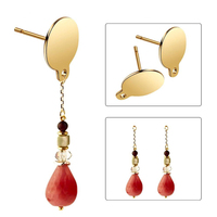 Clous d'oreilles ronds en acier inoxydable, tiges plates circulaires avec boucle, attaches pour boucles d'oreilles, accessoires pour la fabrication de bijoux DIY