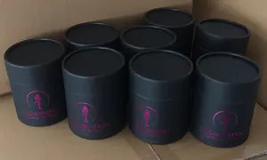 Tabung Lilin Hitam Silinder Bulat Kustom dan Kotak Hadiah Tabung Kemasan Kertas Karton