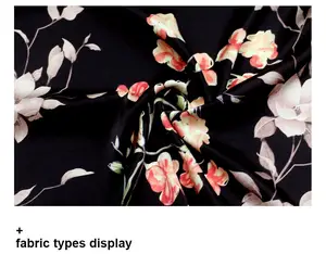 WI-E03モーデンデザイン通気性黒背景大きな花サテンプリント生地シャツ & ブラウス用