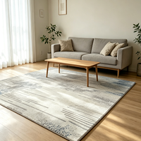 Tapis décoratif sur mesure en nylon à poils fins de 9 mm, motif abstrait, antidérapant, avec dos en grille gaufrée, résistant aux taches, pour salon et chambre à coucher