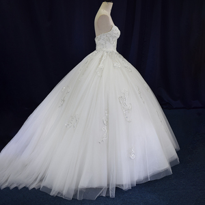 Vestidos de Novia de Tul con Apliques de Encaje Color Marfil, Estilo Tradicional, con Cuentas y Lentejuelas, TEENYEE - Product Image 2