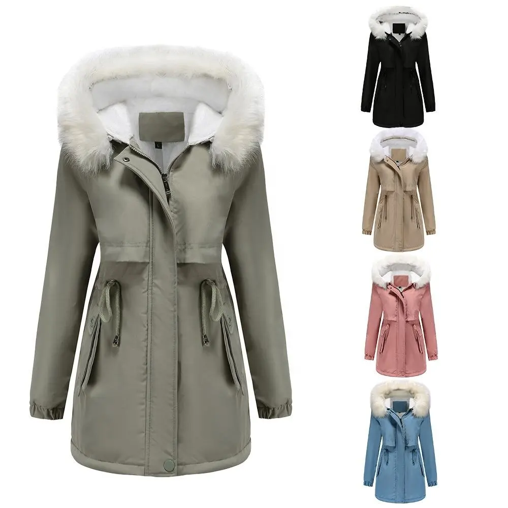 Женская Зимняя парка с капюшоном, пуховик на хлопковой подкладке, теплая Модная легкая переносная пуховая куртка на молнии