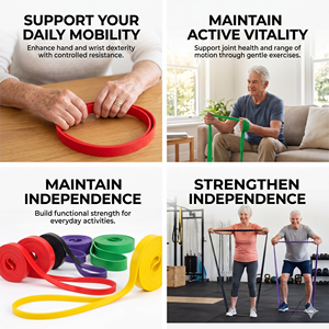 Bandes de résistance longues beiges pour l'entraînement des hommes et des femmes - Ensemble de 5 bandes de traction - Ensemble de bandes de résistance pour l'entraînement à domicile - Product Image 4