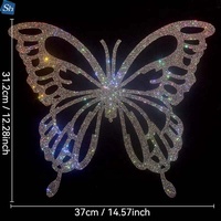 Transferts de strass à dos plat personnalisés de haute qualité avec motifs papillons, motifs thermocollants en cristal brillant pour vêtements et chaussures