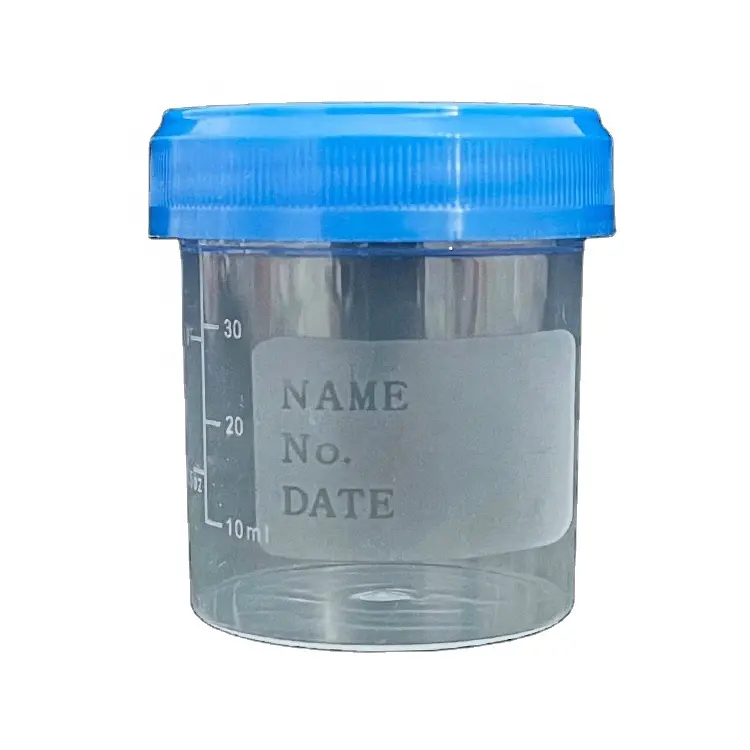 30 / 40 mL Plastic PP Disposable Urine Cup Container with Screw Cap and Molded Graduation for Laboratory Specimen Test