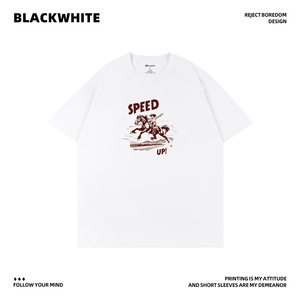 T-shirt en coton noir et blanc pour homme, taille L, imprimé, respirant, jersey, manches courtes, vêtements décontractés d'été - Product Image 4