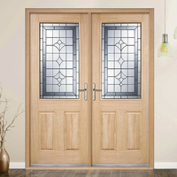 Porte en bois moderne avec vitrail intégré, design d'intérieur de maison, balcon, fabrication chinoise