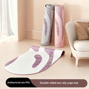 Tapis de yoga personnalisé en suède antidérapant, absorbant les chocs, ovale, demi-lune, élargi, en mousse PU de luxe, antibactérien, 183 cm - Product Image 5