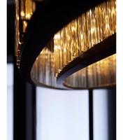 Lampe suspendue en verre au design nordique américain personnalisé, luminaires suspendus LED circulaires pour salon, villa haut de gamme, éclairage décoratif