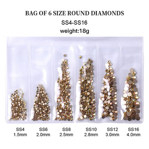 6 Rejillas de Diamantes Brillantes AB de Base Plana para Decoración de Uñas, Pedrería de Cristal Brillante para Esmalte de Uñas de Marca Privada - Product Image 2