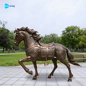 Ensemble de sculptures de chevaux et de poulains en bronze pour jardin extérieur, statues artistiques de chevaux pour la place publique et la décoration paysagère - Product Image 2