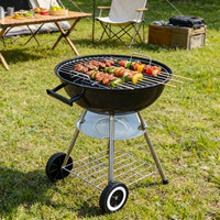 Barbecue rond en acier au charbon de bois, style américain, pour l'extérieur, avec trois ou quatre pieds, portable pour le camping